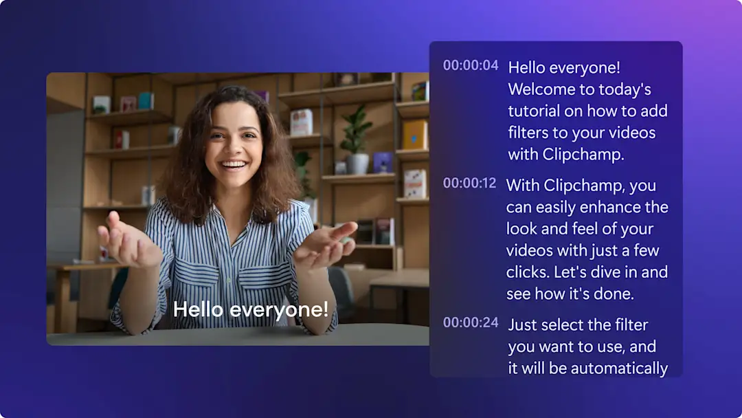 An image of a happy youtuber and a video transcription