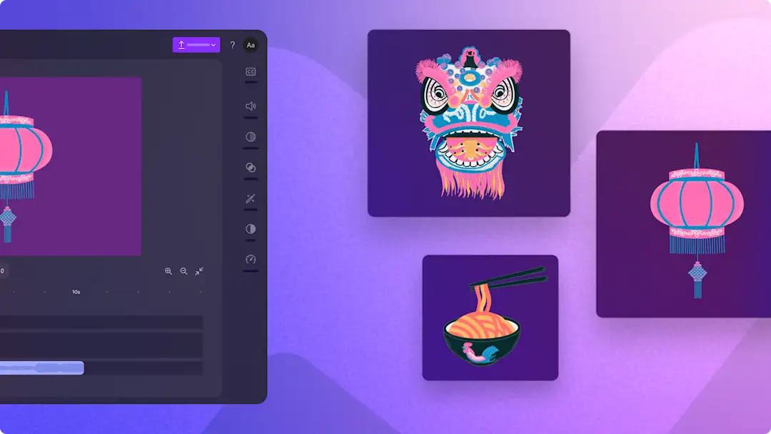 Lunar New Year assets and templates in Clipchamp.