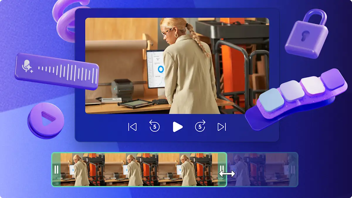 An abstract image of the Clipchamp for work app.