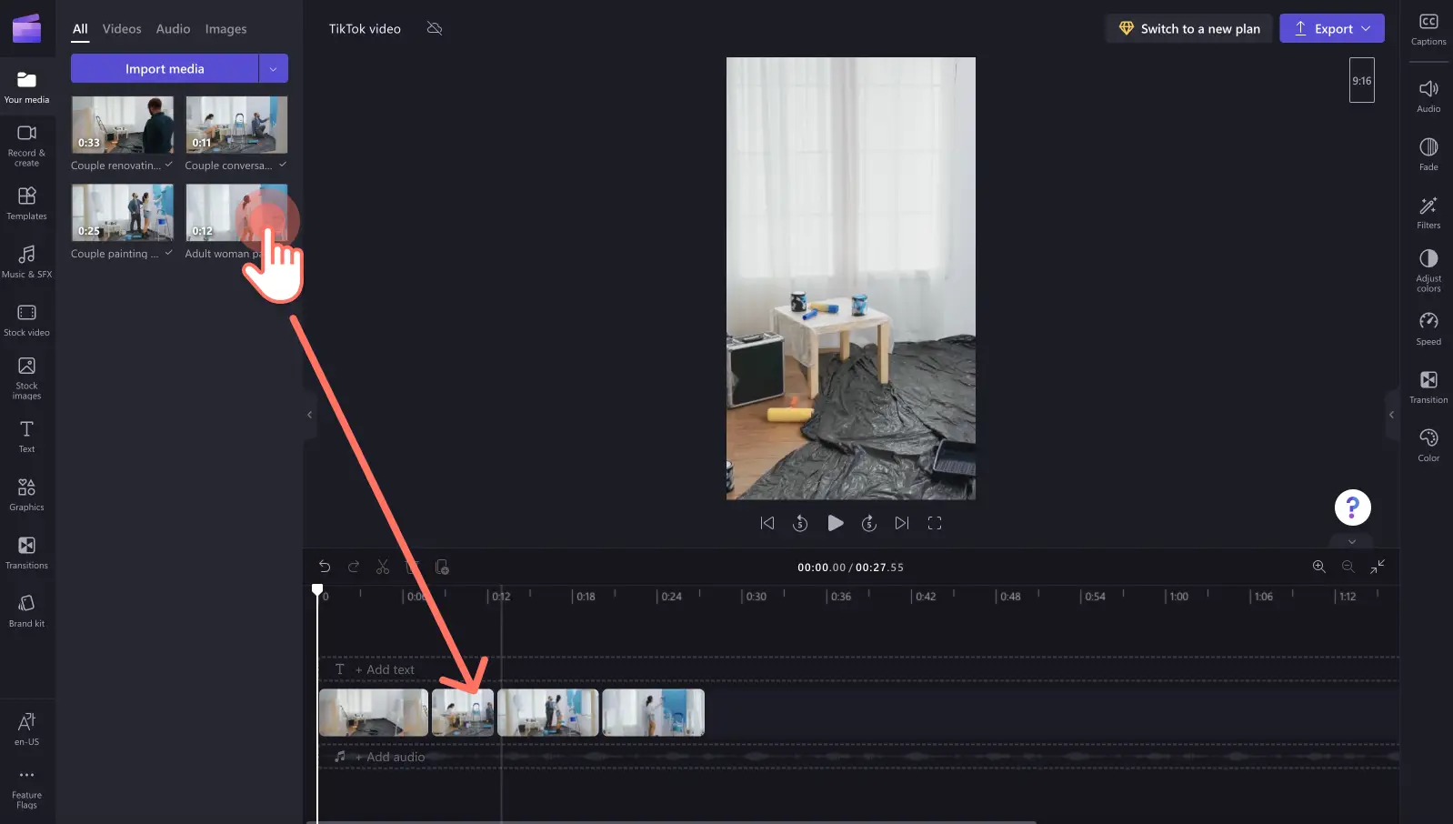 How to make a TikTok with Clipchamp video editor - step 1b