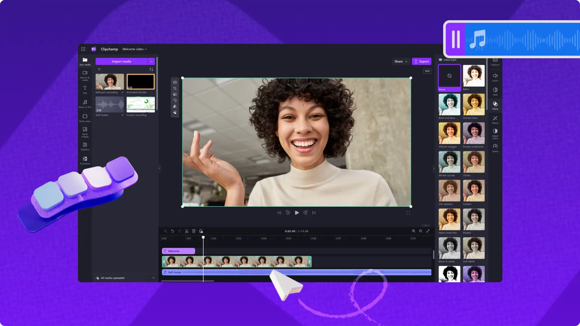 An image of the Clipchamp for work app.
