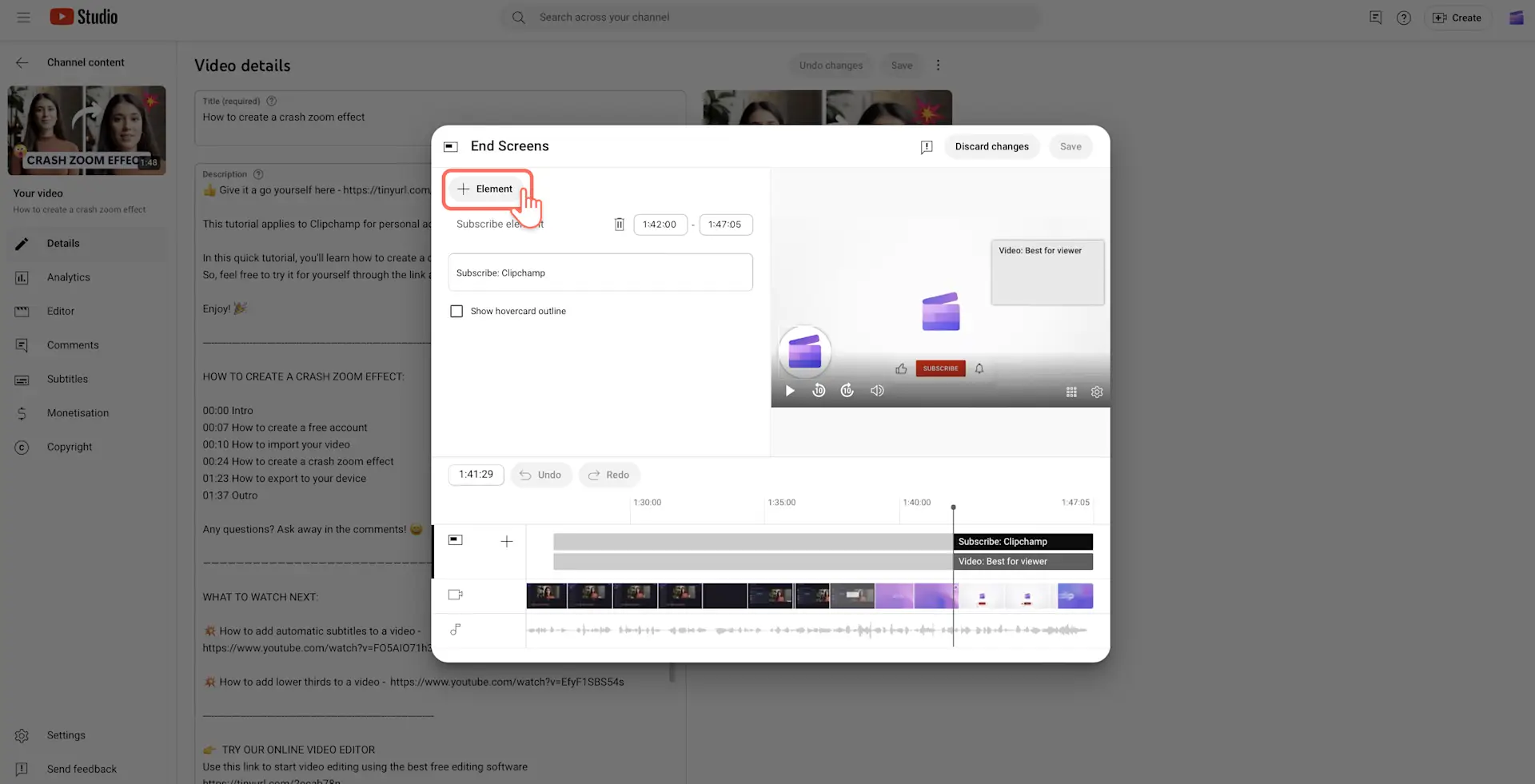 Ajouter un élément d’écran de fin à une vidéo