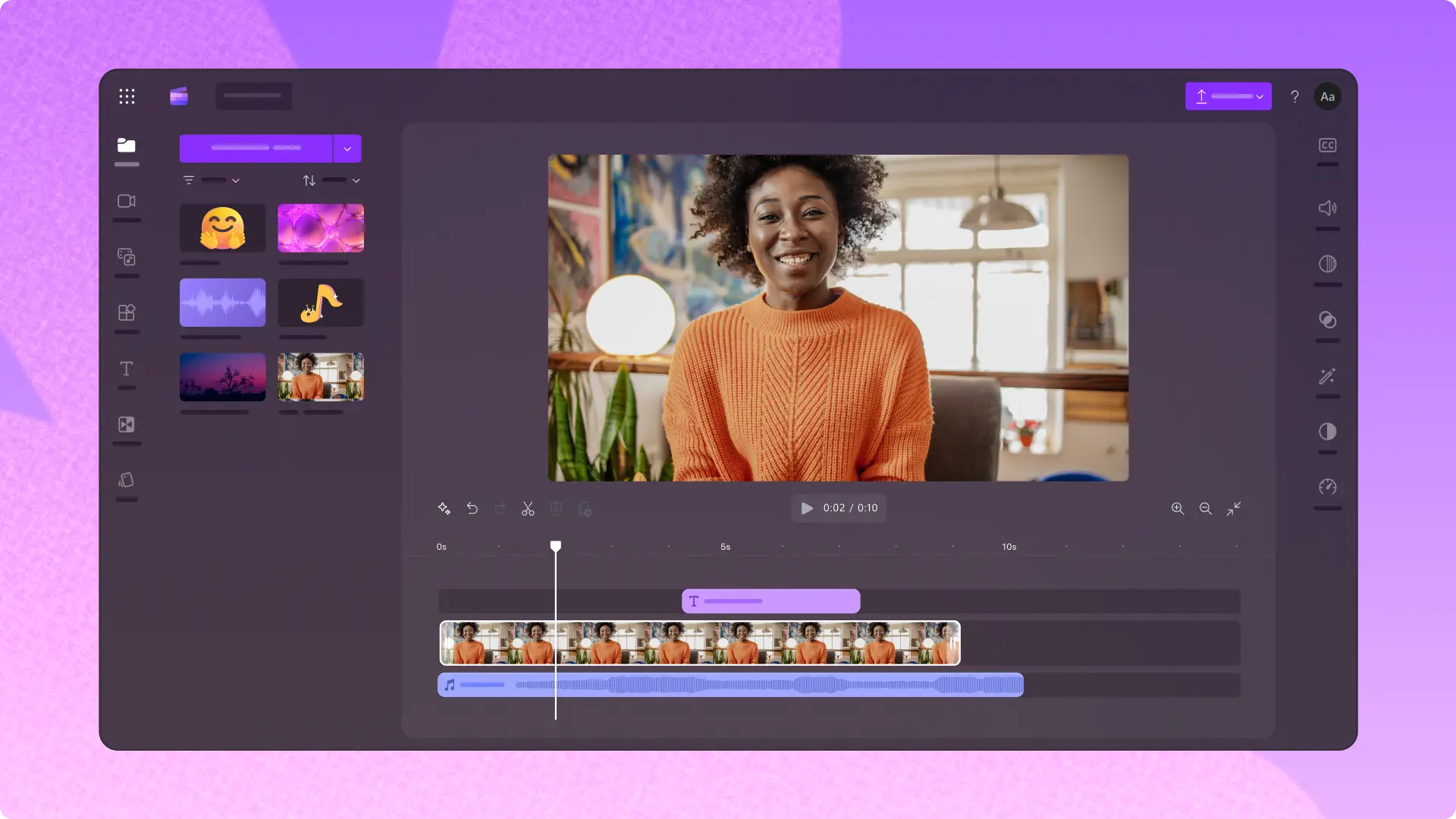 A representation of editing a video in Windows laptop on Clipchamp video editor.