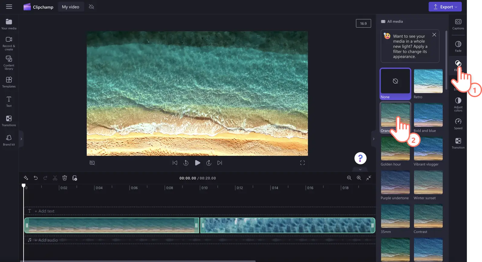 Image d’un utilisateur ajoutant un filtre vidéo.