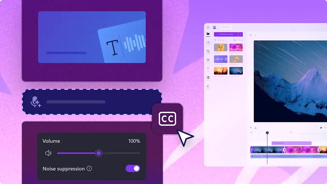 An abstract image showcasing the different Ai video editing features in Clipchamp
