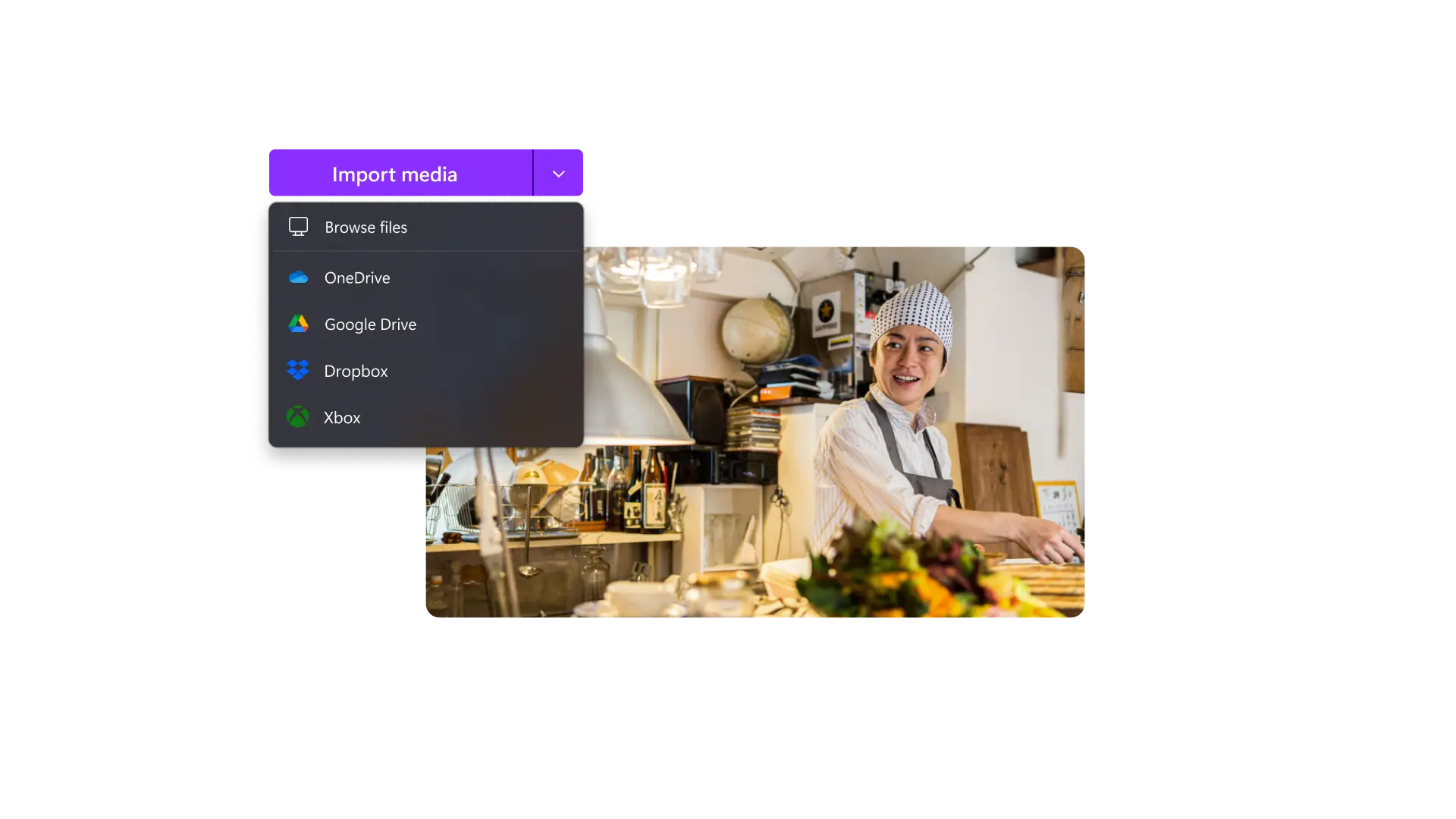 An image of a user importing videos.
