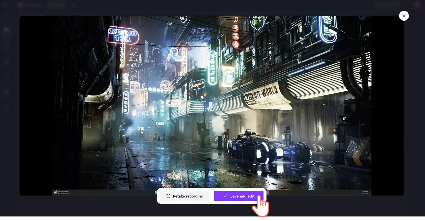 A user saving a screen recording in Clipchamp video editor.