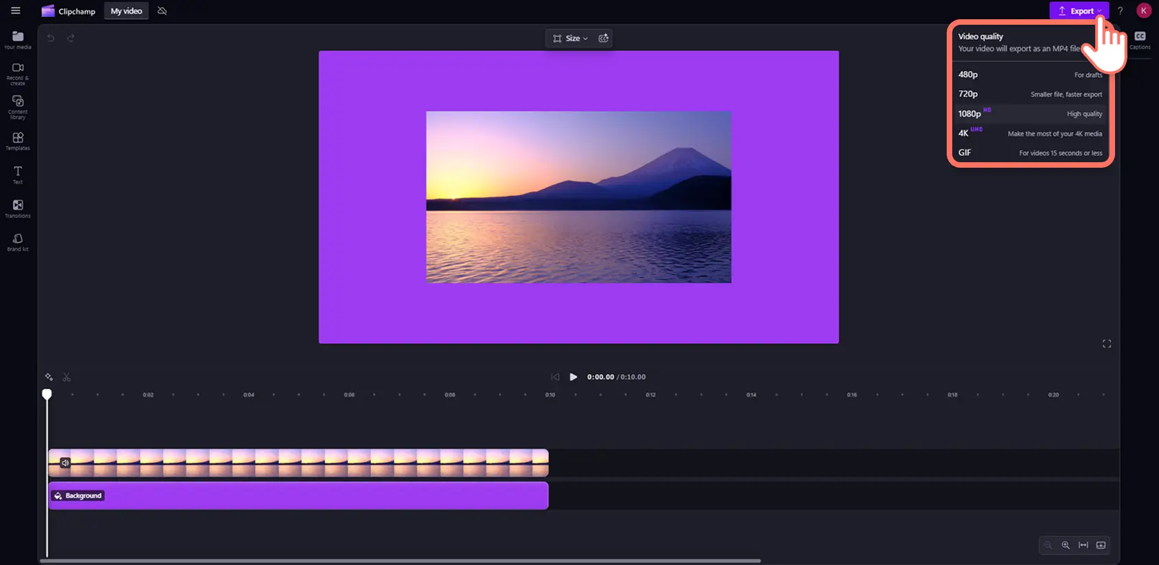 A user exporting a video in Clipchamp.