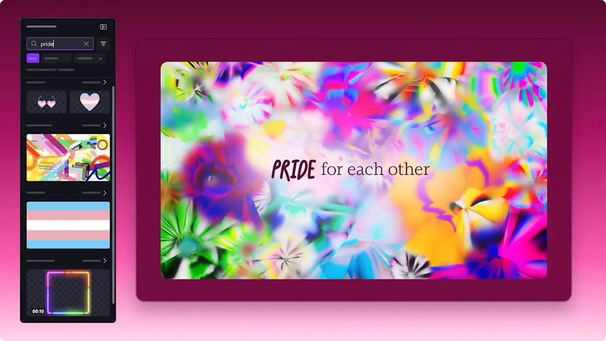 A user editing a video for Pride Month 2025 in Clipchamp video editor.