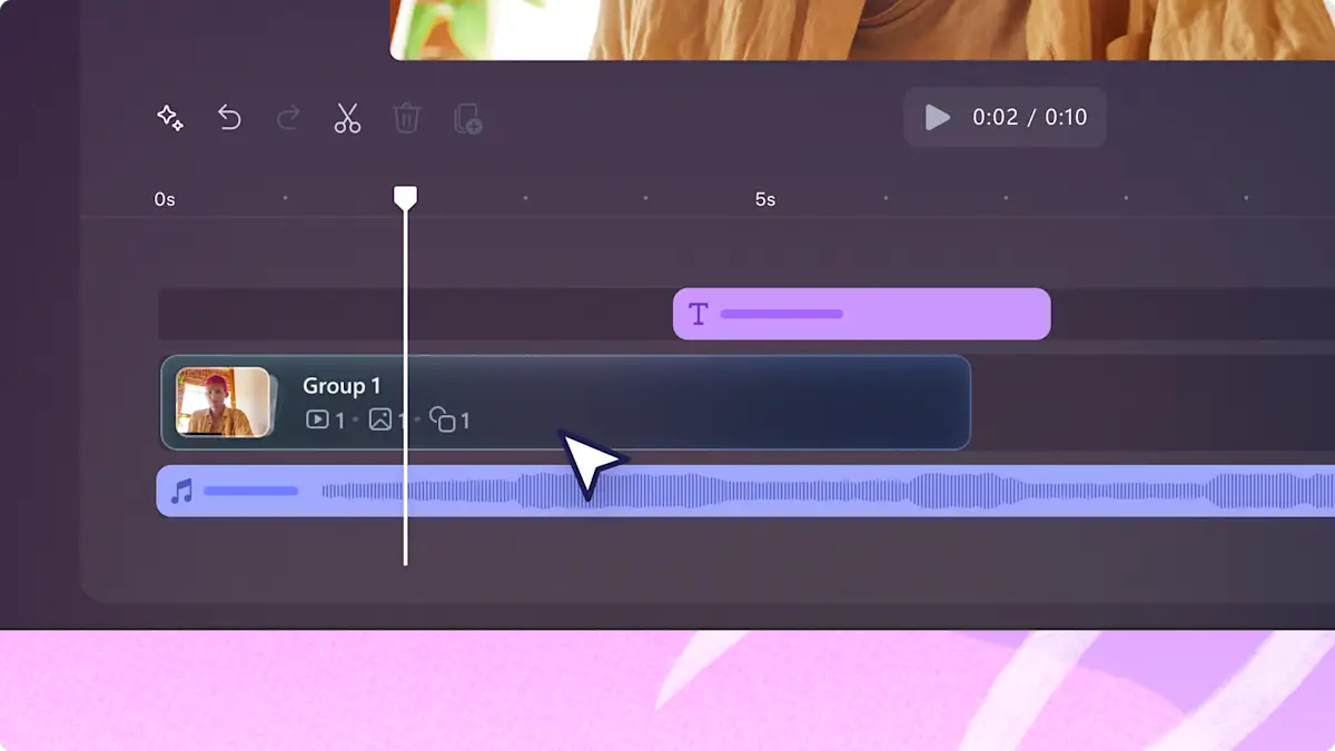 User grouping video assets to make a video in Clipchamp.