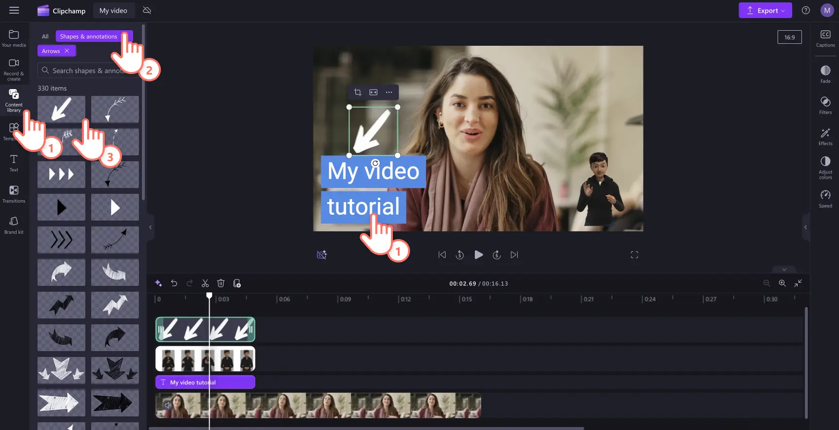 ユーザーが動画に注釈を追加する様子の画像。