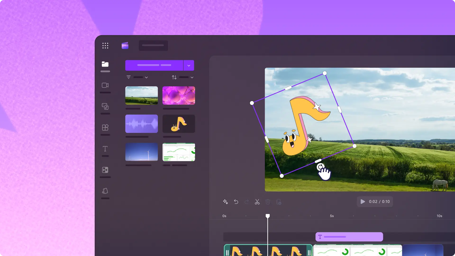 A user rotating a video online in Clipchamp video editor