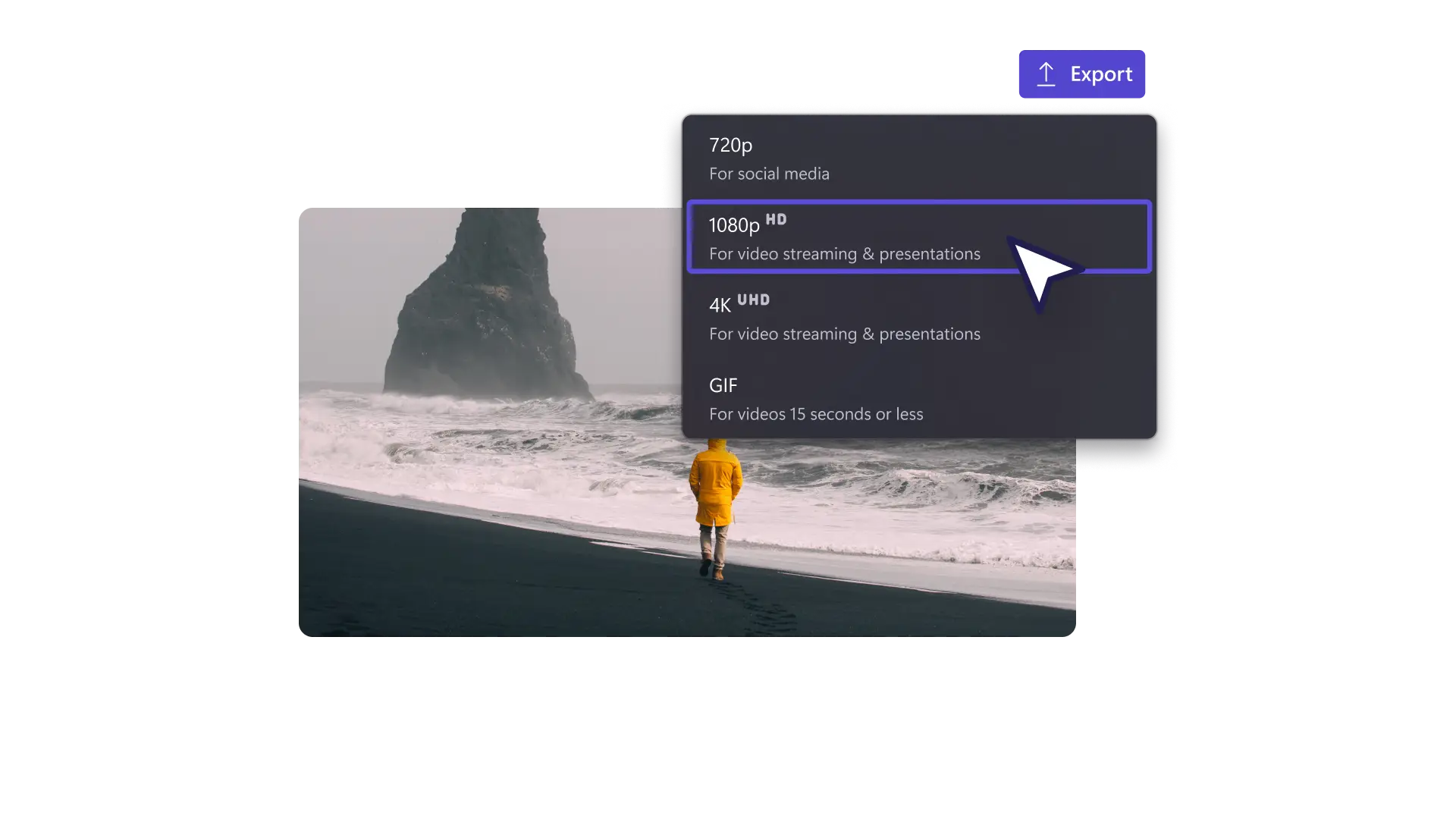 Save and share your video in 1080p in Clipchamp