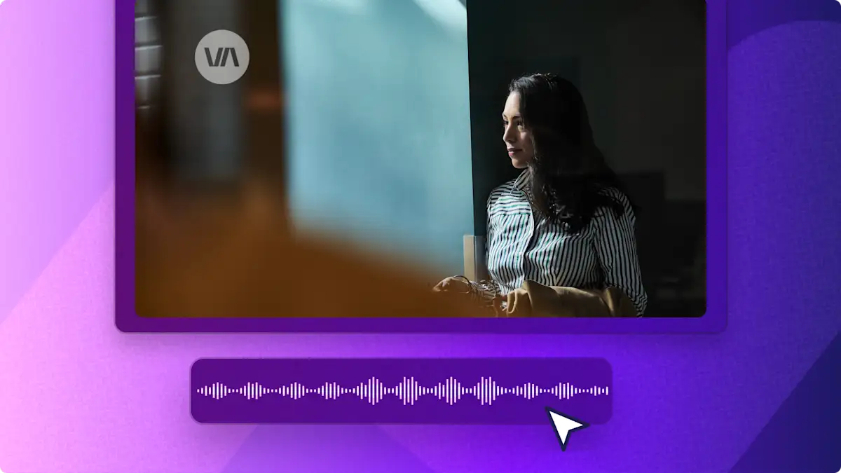 An image of a user adding audio to a presentation video in Clipchamp.