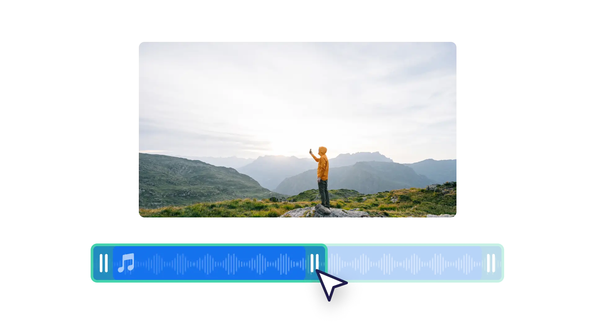 A user trimming an audio track in Clipchamp