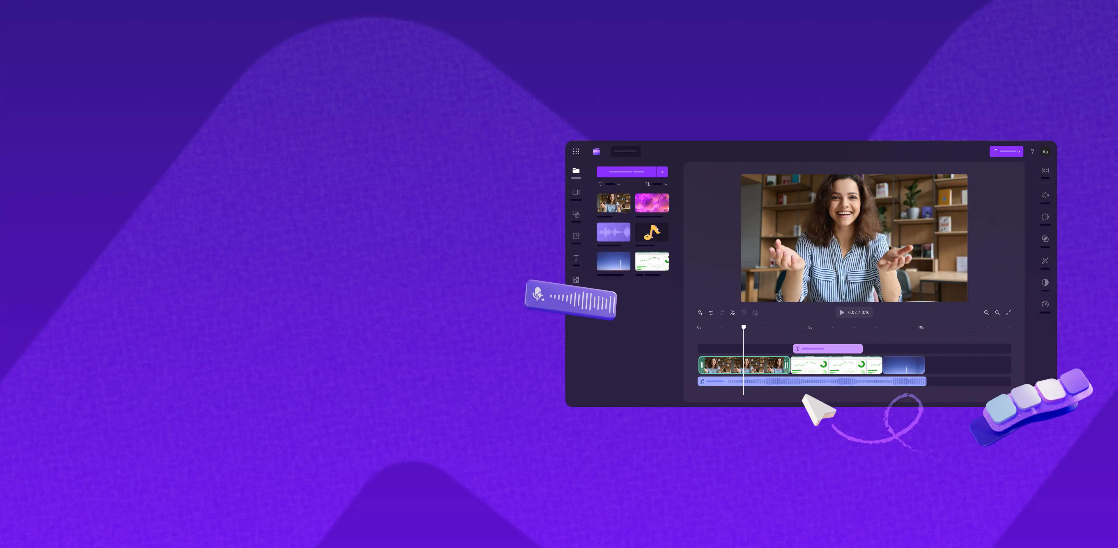 一名用户在 Clipchamp 的视频编辑器中编辑视频