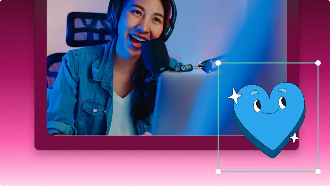 A user adding an emoji sticker to a video in Clipchamp video editor.