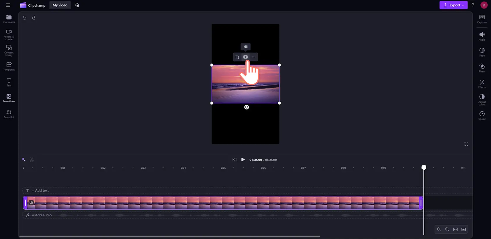 A user resizing a mobile video for TikTok in Clipchamp.