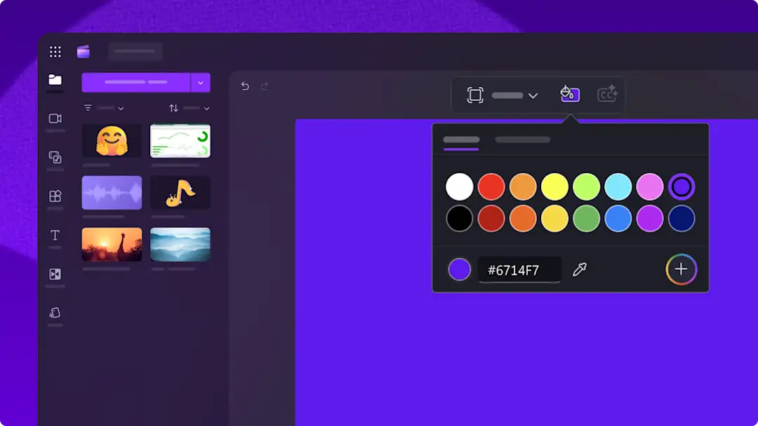 A user adding a colored background to their video using a color picker in Clipchamp