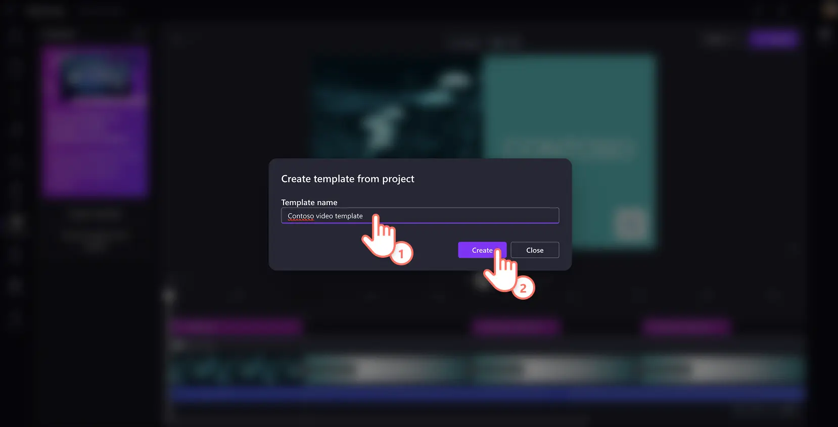 Użytkownik tworzący etykietę szablonu wideo w aplikacji Clipchamp