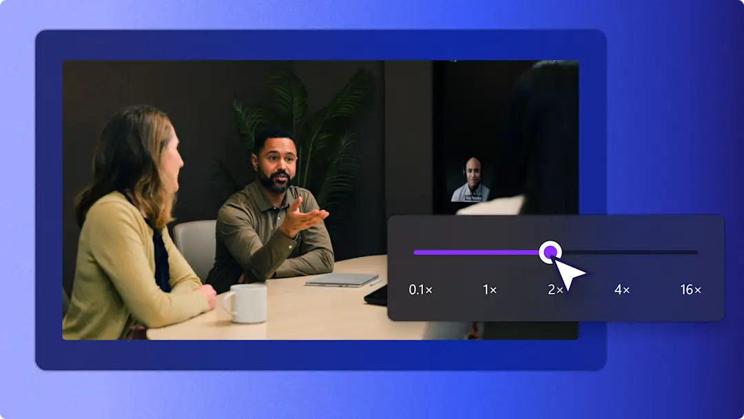 A user adjusting the frame rate of a video with the video speed controller in Clipchamp.