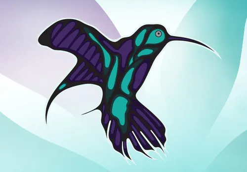 A depiction of a hummingbird, representing joy, intelligence, beauty and devotion