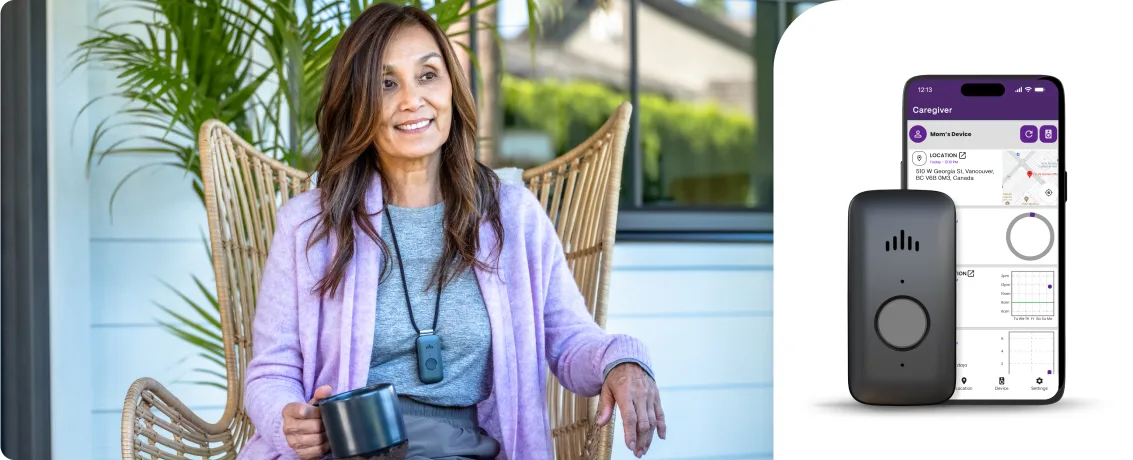 Woman and older man wearing LivingWell Companion ™ Home