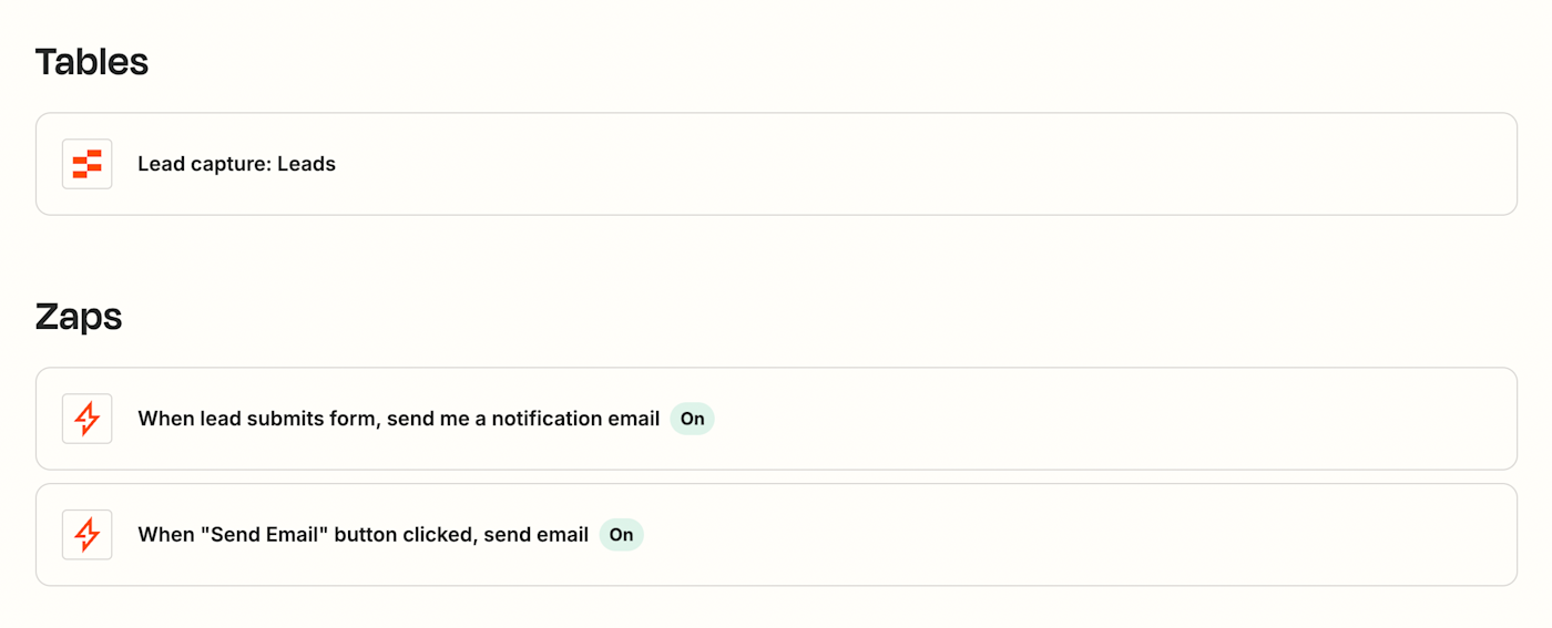 Screenshot of related zaps