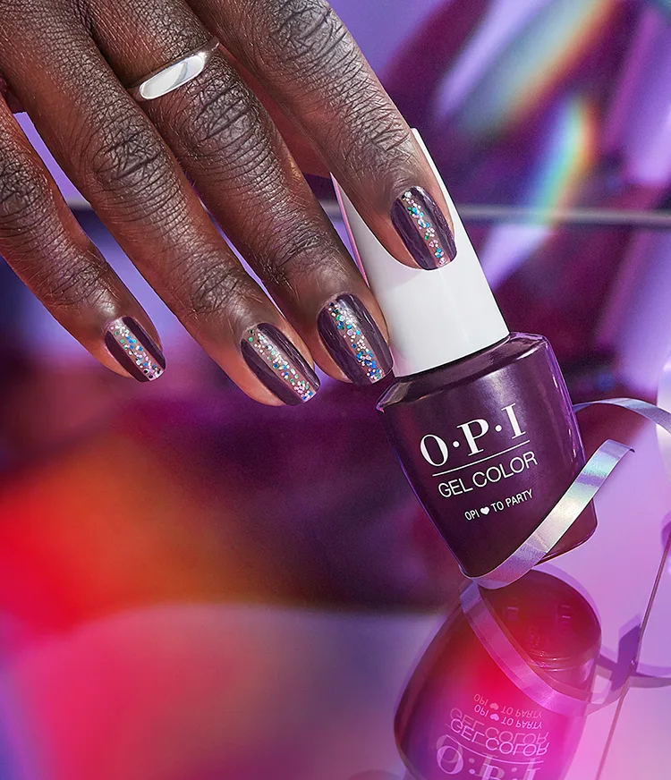 Party Mode Two-Tone Linework Glitter Nail Art Look