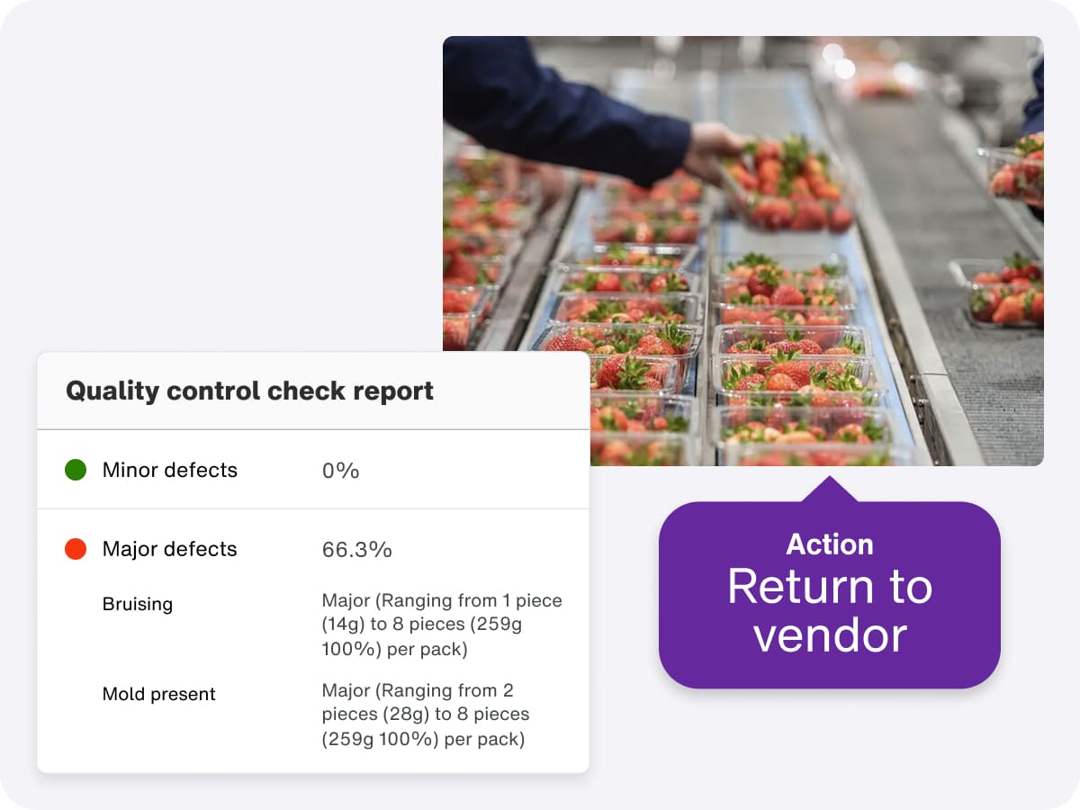 Screenshot of a web page displaying "Quality Control Check" related to food safety and quality management software